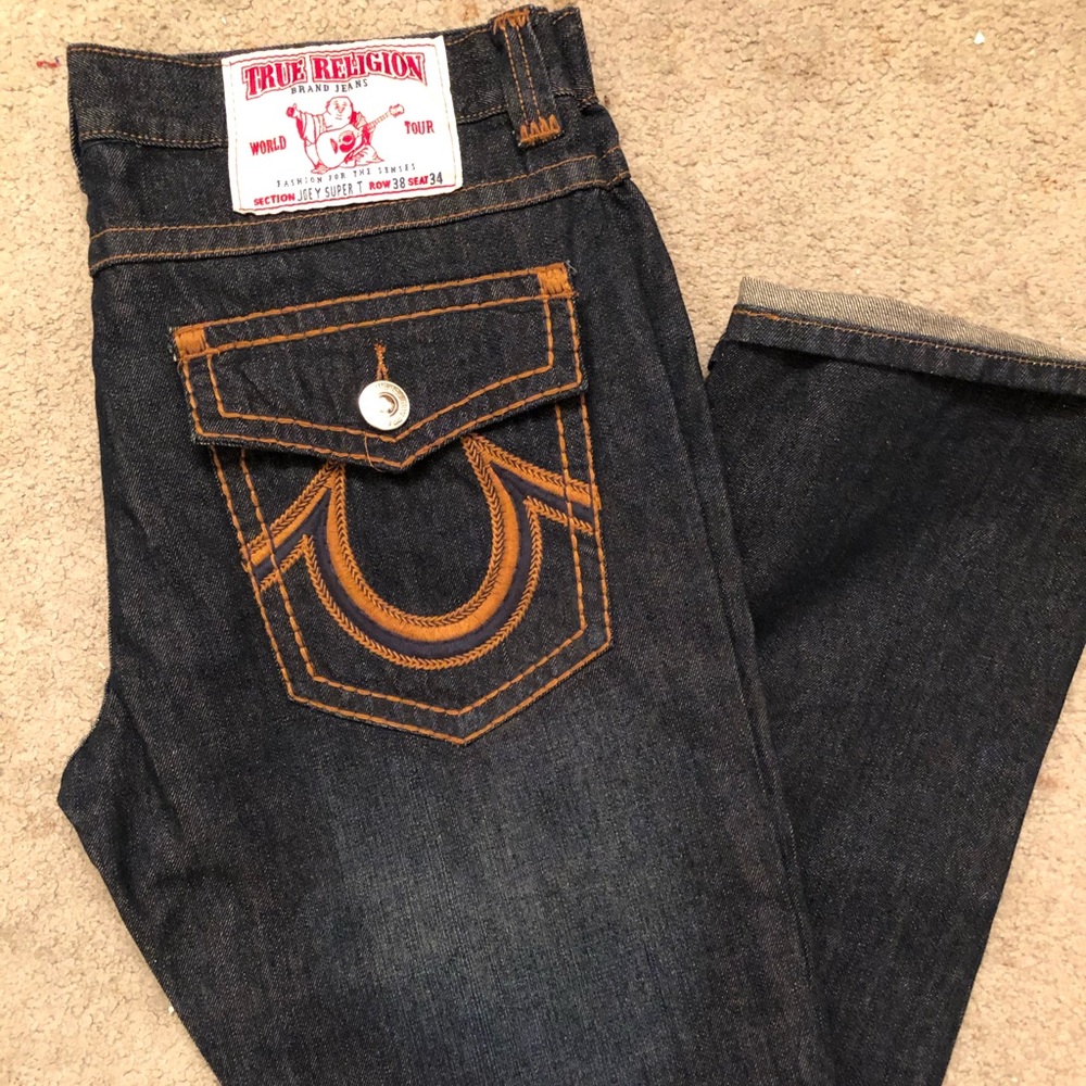 Men’s True Religion dark blue jeans 38x34